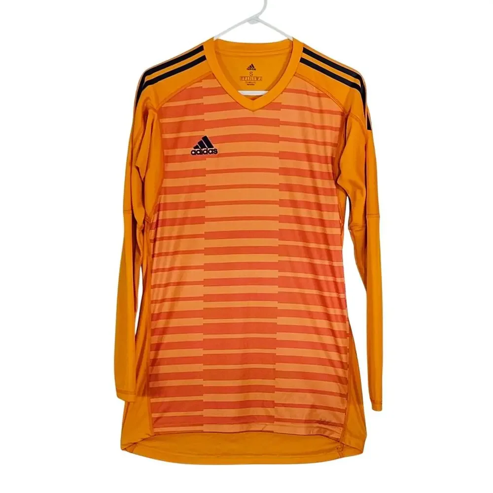 Adidas Climalite Long Sleeve Athletic Shirt Orange Stripe Sz S